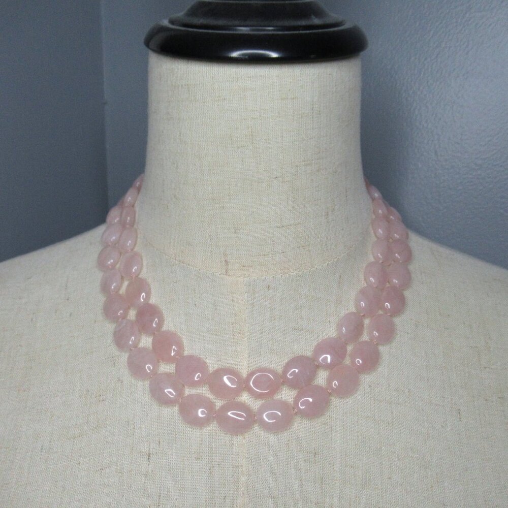 Rose Quartz oval bead necklace